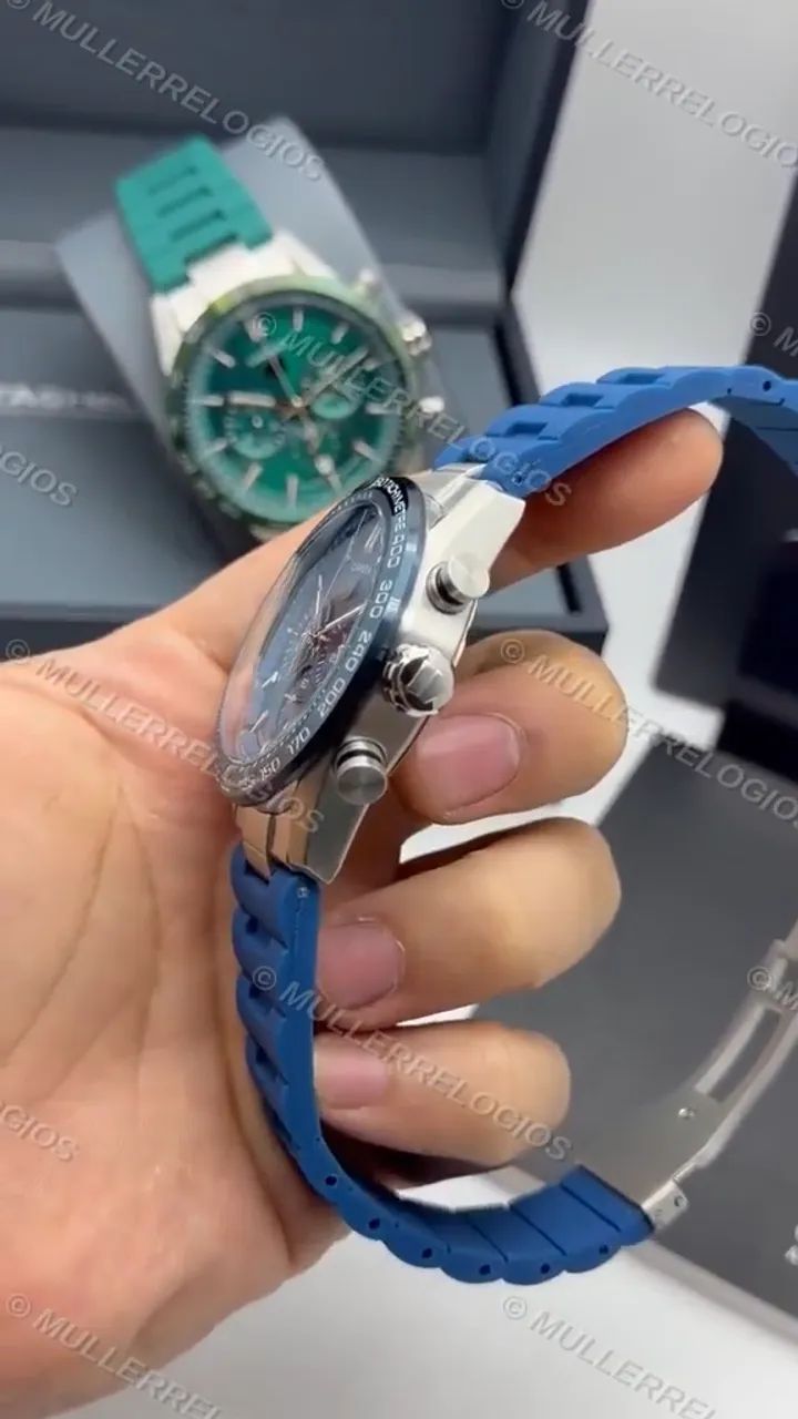 Tag Heuer Carrera Azul Pulseira de Borracha - Foto 4
