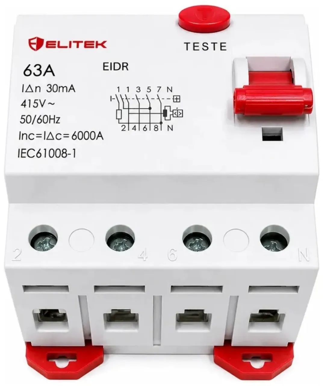 Interruptor Diferencial 4p 63a 30ma Alta Proteção Elitek - Foto 3