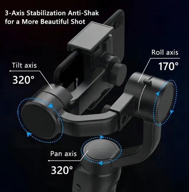 Estabilizador Gimbal F8 Celular Smartphone Até 7 Polegadas Cor Preto - Foto 2