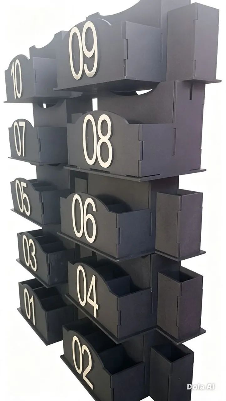 1. Porta Guardanapos Organizador Numerado 1 a 10 - MDF Preto - Foto 2
