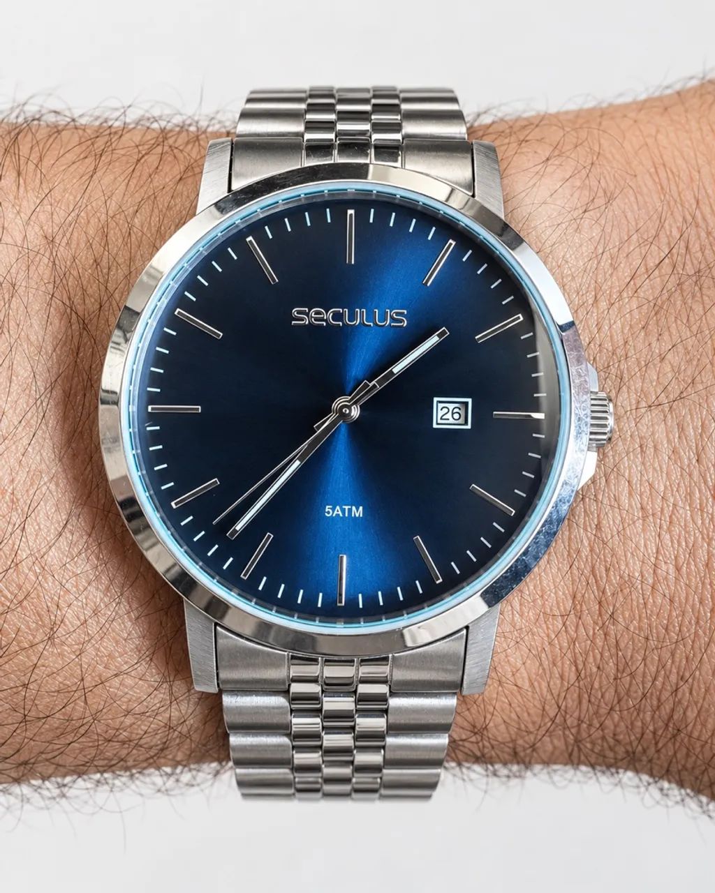 RELÓGIO SECULUS AZUL - PULSEIRA JUBILEE