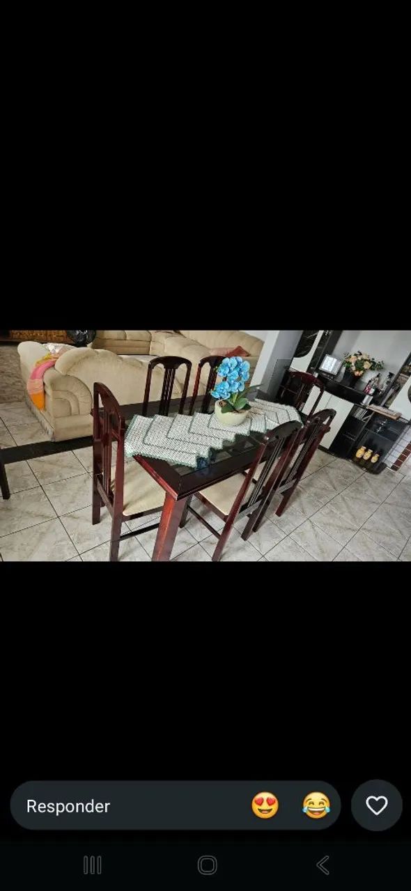 Sala de jantar: mesa com cadeiras + buffet com espelho - Foto 2