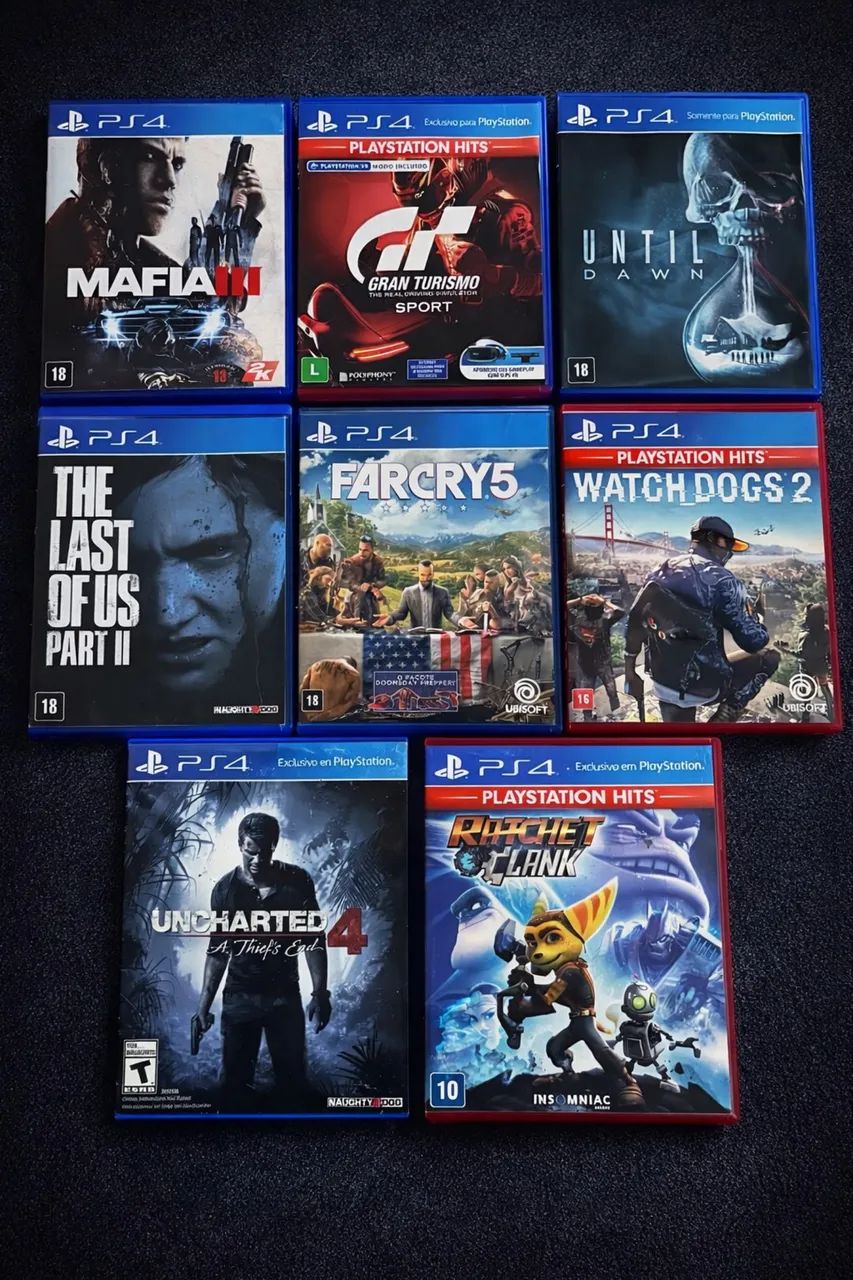 Jogos PS4 Originais - The Last of Us 2, Uncharted 4, Far Cry 5, Watch Dogs 2 e Mais