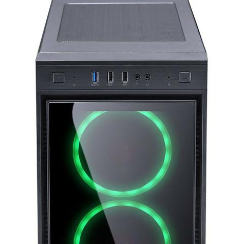 Gabinete Gamer Pcyes Jupiter com 3 fans de Led Verde com vidro temperado ! Top de linha - Foto 3