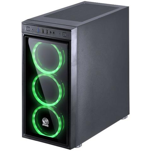 Gabinete Gamer Pcyes Jupiter com 3 fans de Led Verde com vidro temperado ! Top de linha - Foto 2