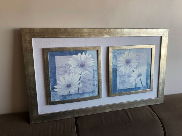 Quadro vintage flores brancas