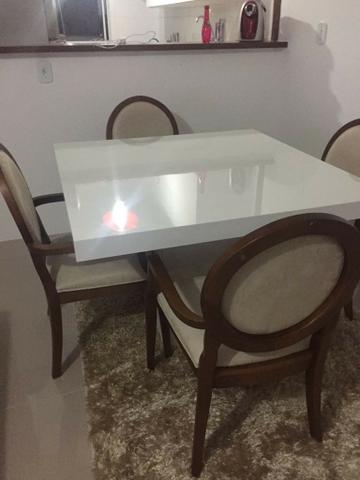 Mesa Jantar Quadrada Em Mdf Branco Brilho Laca 120x120 - Foto 3