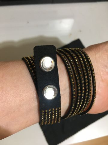 Pulseira de couro swarovski - Foto 3