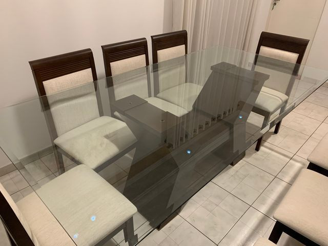 Conjunto de Mesa e Cadeiras, para sala de jantar, 8 lugares, Venus Castanho Nobre - Foto 3
