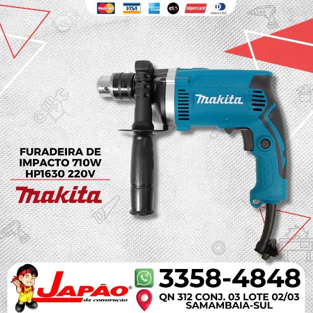Furadeira de Impacto 710W 1/2 Pol. com Velocidade Variável e Reversível 220V HP1630 Makita