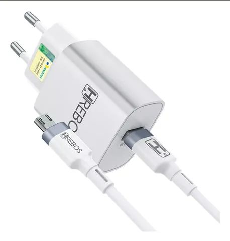 Kit carregador Tomada Dual Usb + cabo Micro Usb V8 Hrebos HS-66V - Foto 5