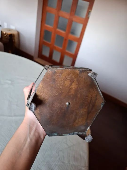 Lanterna decorativa vintage de metal e vidro comprada na Índia - Foto 5
