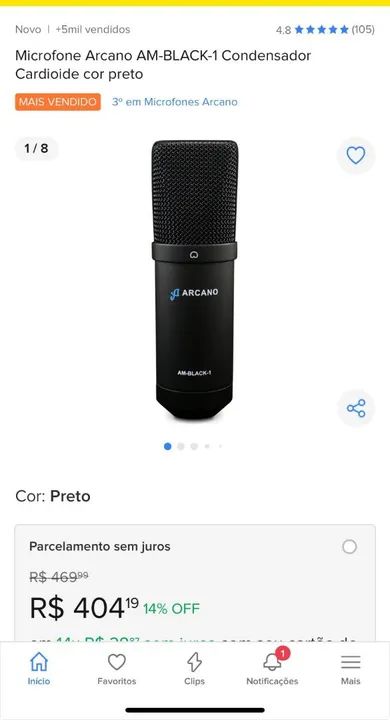 Arcano AM Black 1 USB + popfilter + tripé 