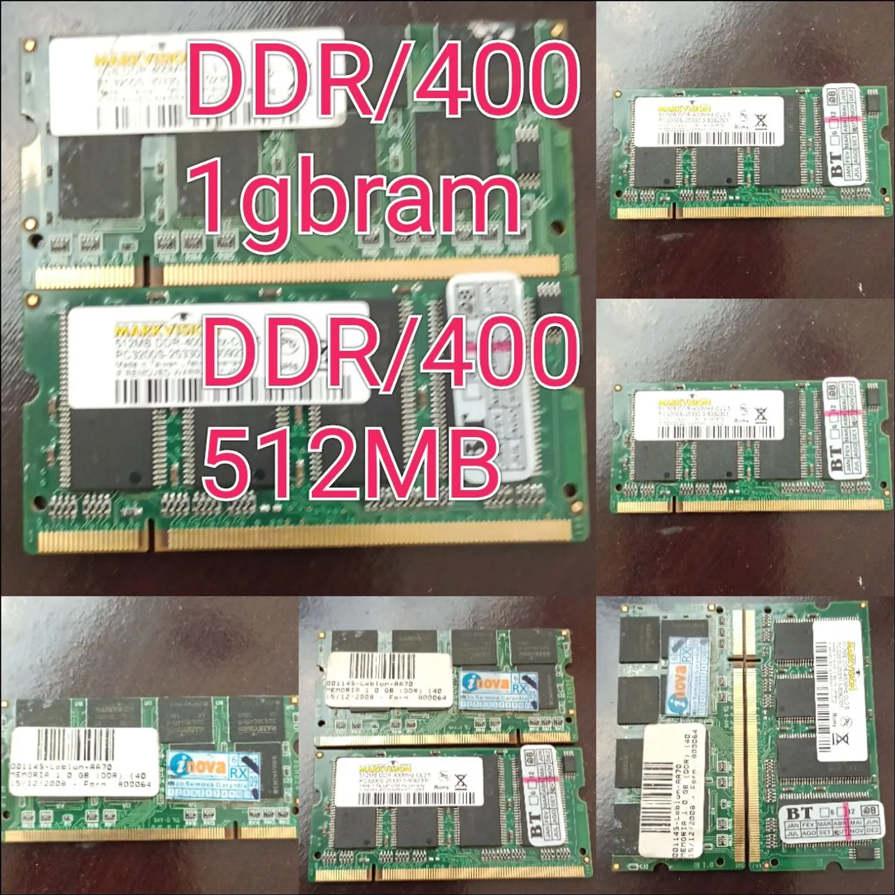 2+Memórias Para Notebook DDR/400Mhz