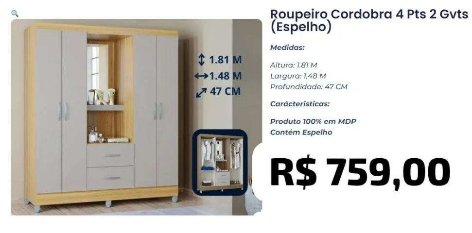 Guarda Roupa Cordobra 4P2G