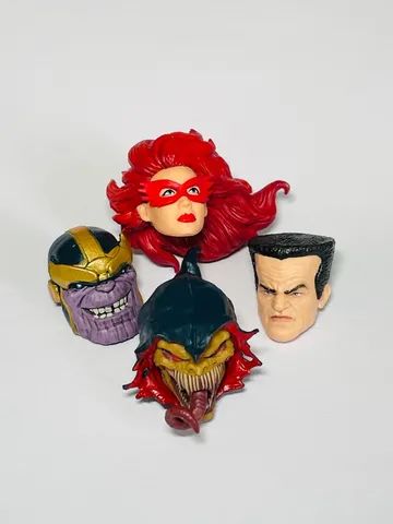 Marvel Legends Lote de 4 Cabeças : flama / cabeça de martelo / thanos / demogoblin