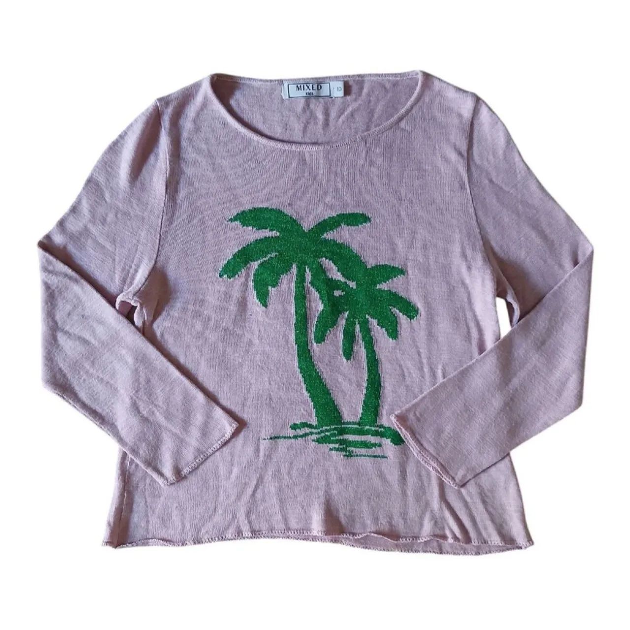 Blusa de tricô infantil com estampa de coqueiros Mixed Kids 