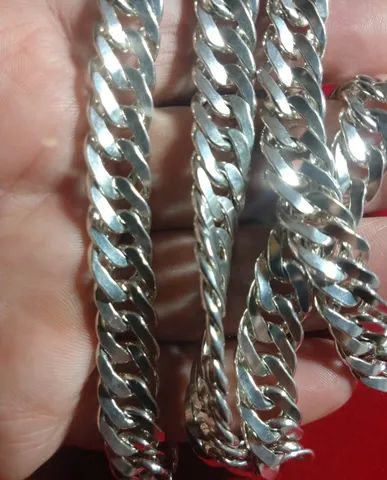 Cordão Prata Elos Duplo 130 Gramas 7 mm 64 Cm - Foto 3