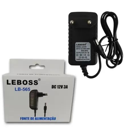 fonte de alimentação 12v 3a dc leboss lb-565