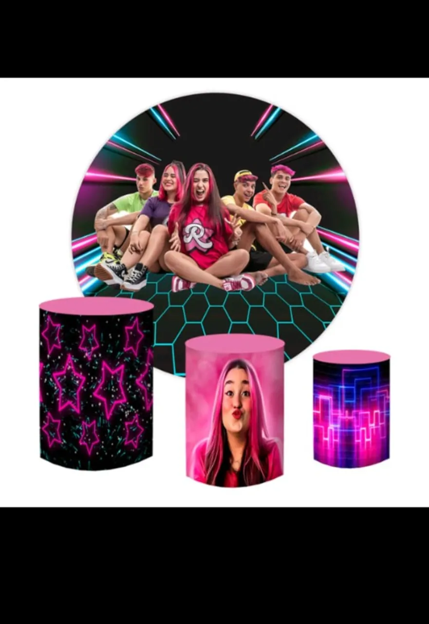 Capas para painel e cilindros decoração aniversário Emilly Vick Os Rosa