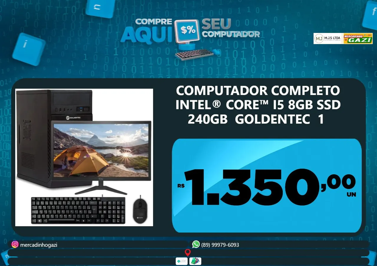 Computador Completo Intel Core i5 8GB SSD 240GB Goldentec