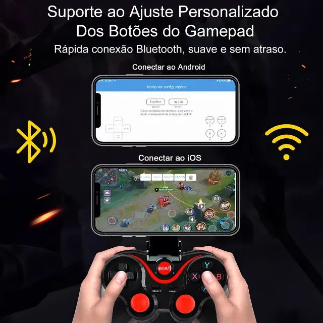 Controle Sem Fio Bluetoot Wireless Android Ios Joystick Pc Celular Smart TV  - Foto 5