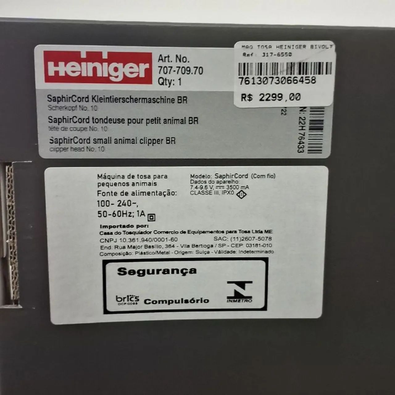 Máquina de Tosa - Heiniger Profissional - Saphir Cord - Foto 2