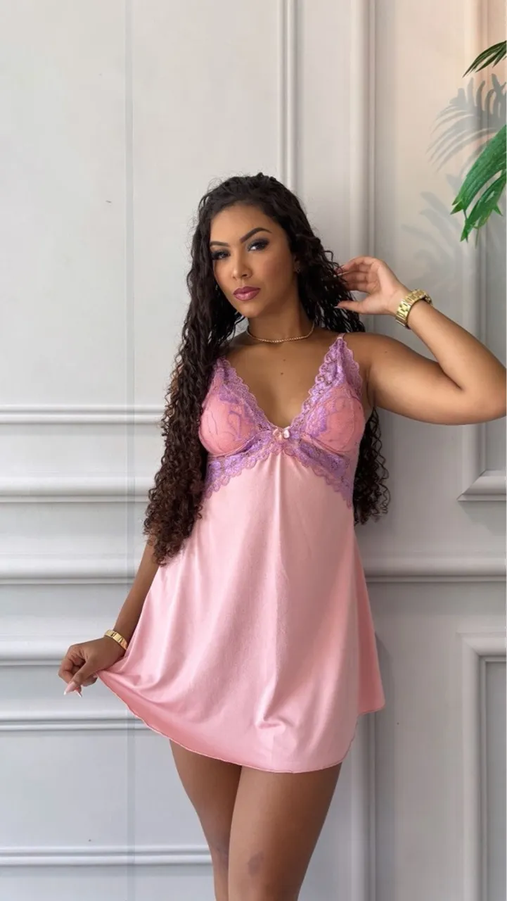 Camisola bojo, Rosa com Detalhes em Renda
