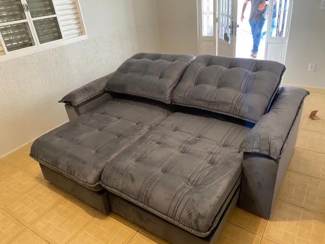SOFA RETRATIL E RECLINAVEL NOVO ESPUMA D33 PILLOU 25CM CONFIABILIDADE GARANTIDA