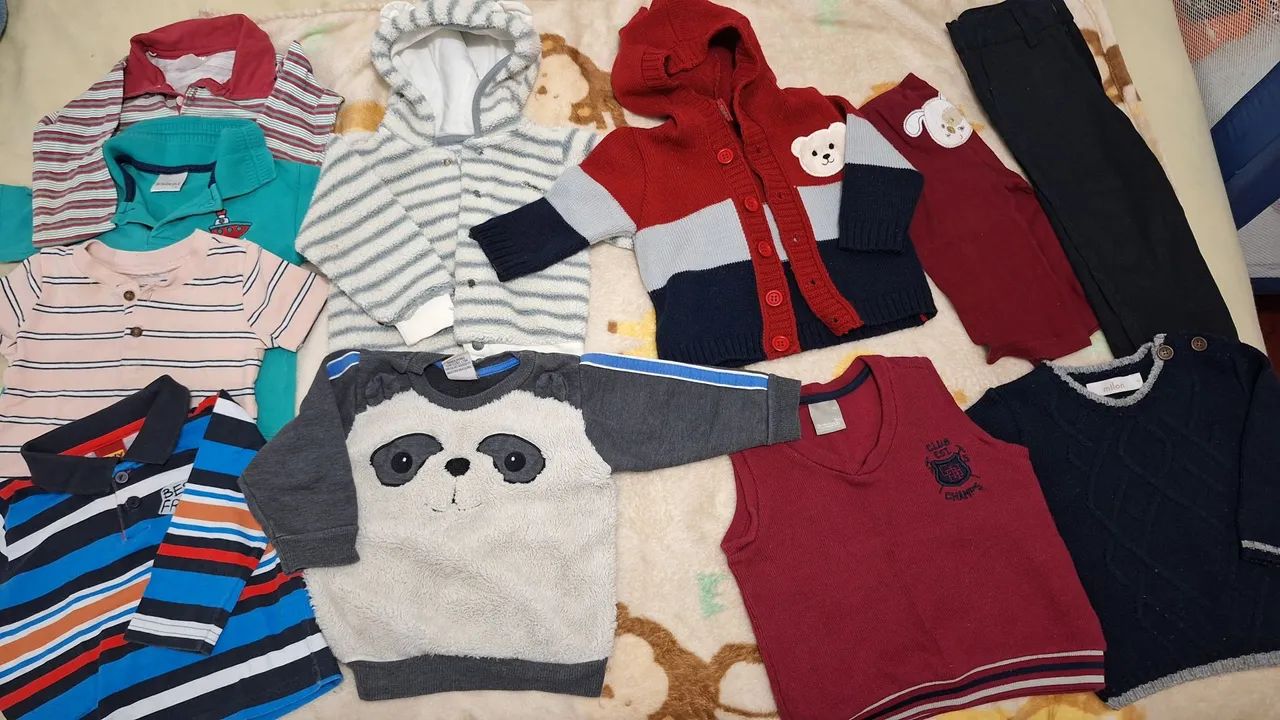 Lotinho de inverno casacos e camisas 13 peças novas e seminovas menino bebê g e gg - Foto 3