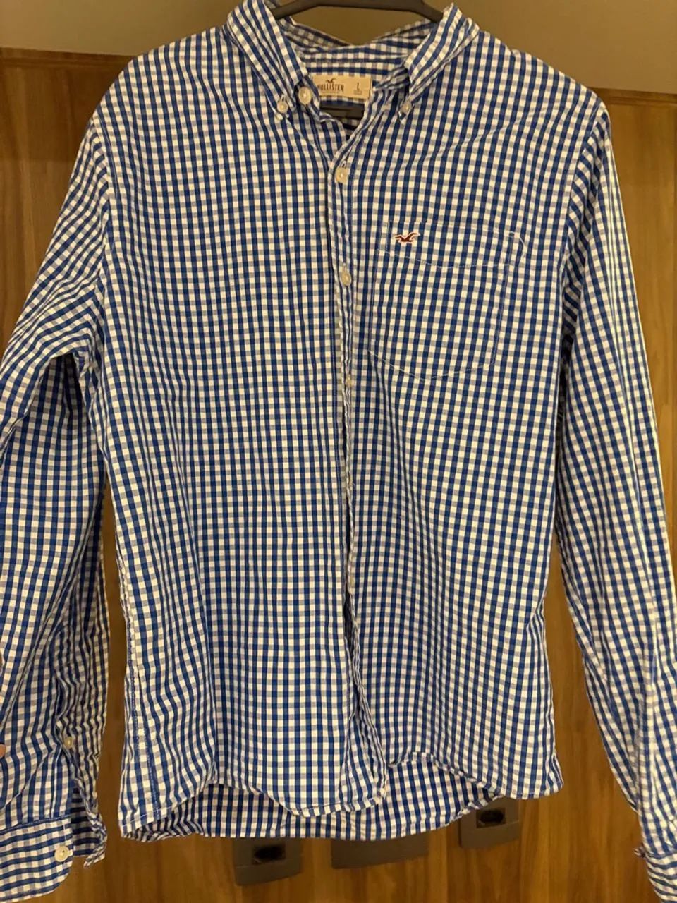 Camisa Xadrez Hollister Azul e Branca