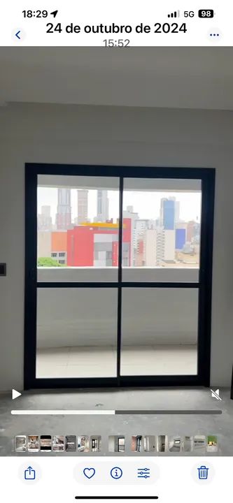 Porta alumínio e vidro 2 folhas de vidro 