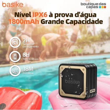 Caixa de Som Bluetooth portátil sem fio Ipx6 basik 8w resistente a agua - Foto 2