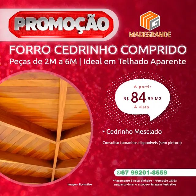 Promoção Forro de Cedrinho Mesclado 2 Metros Acima