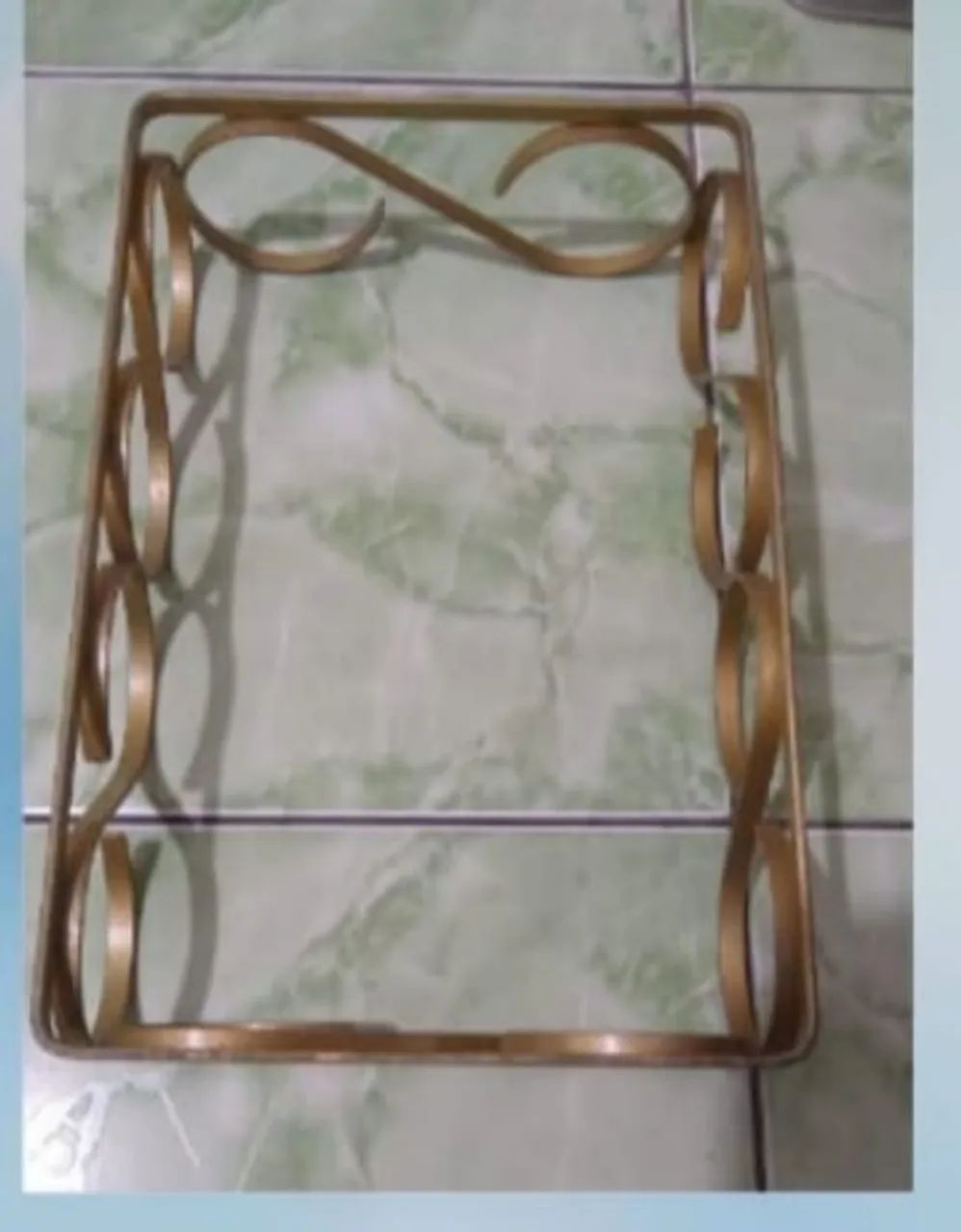 2 BASE RETANGULAR DE FERRO DOURADA P/ DOCES 
