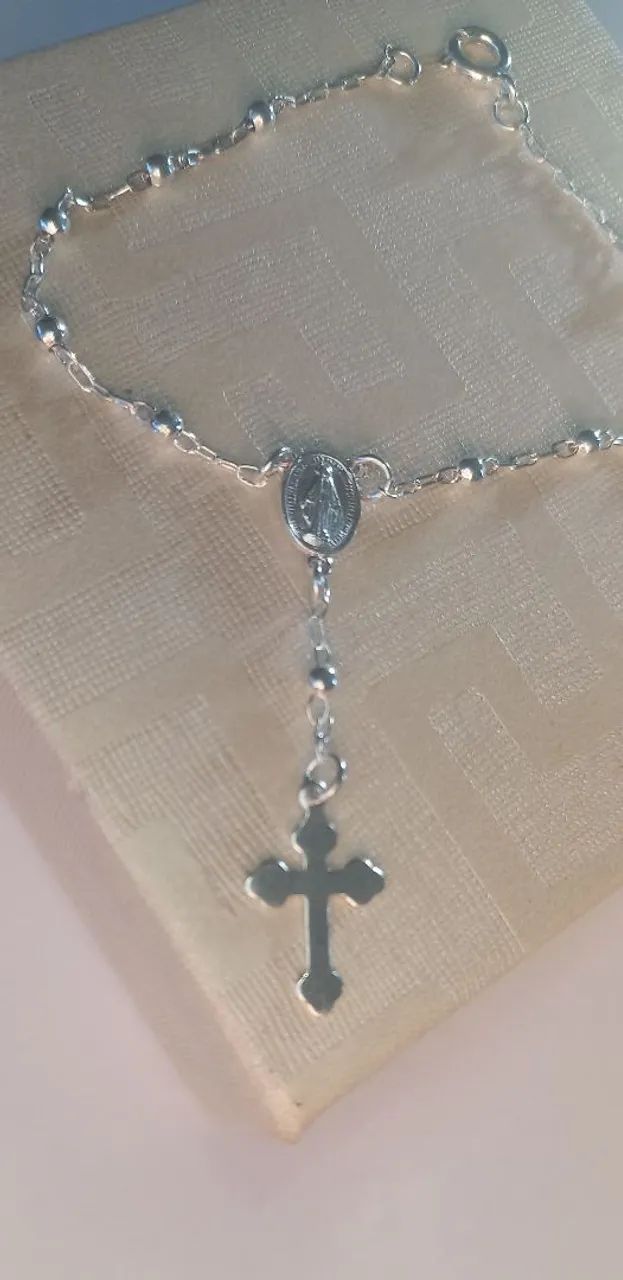 Pulseira terço de prata 925 - Nova!  - Foto 2
