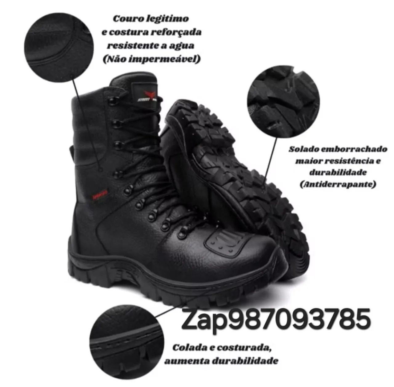 Botas cuturnos de couro com zíper  - Foto 3