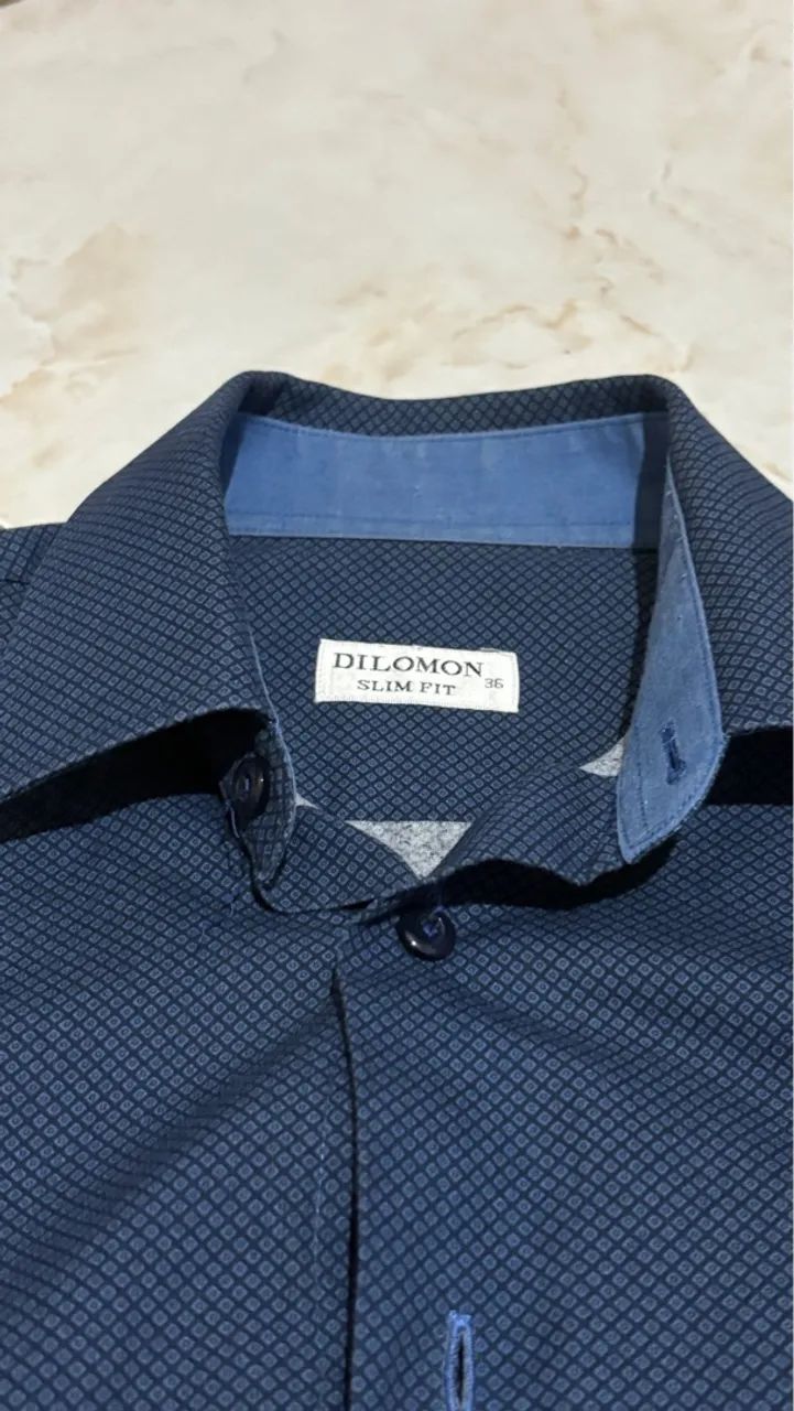 Camisa Social Azul Marinho Dilamon - M - Foto 2