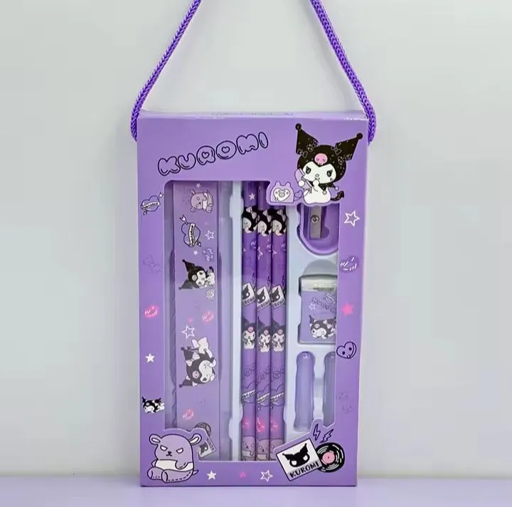 Kit papelaria Kuromi Sanrio material escolar