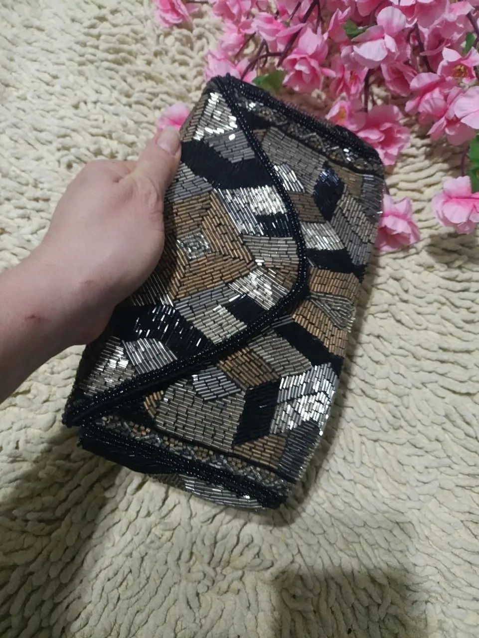 Bolsa Clutch de festa bordada a mão - origem Indiana  - Foto 5