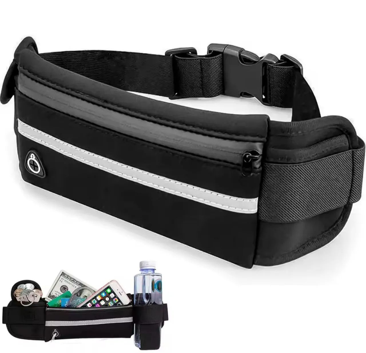 Pochete Esportiva cintura preta porta celular 