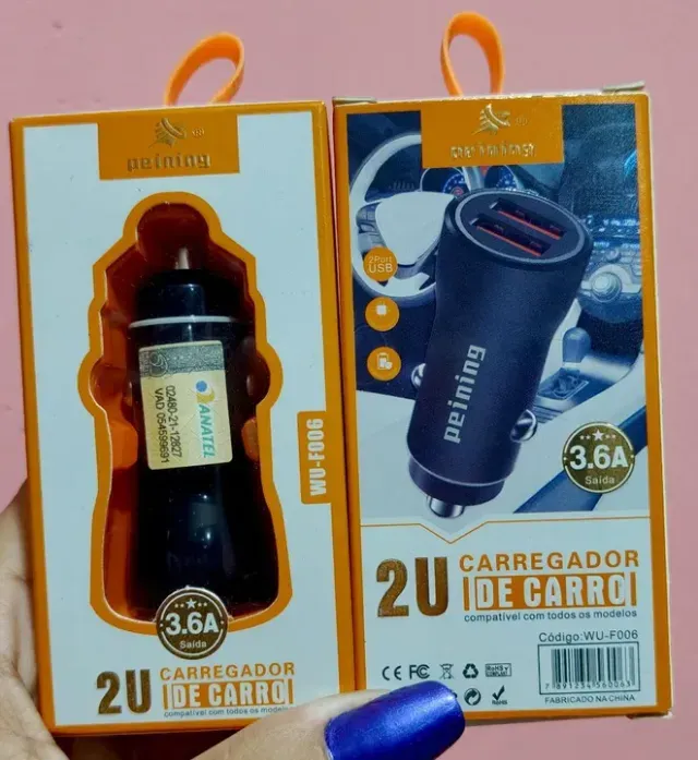 Carregador de Carro 2 USB 3.6A Peining (para Celular)