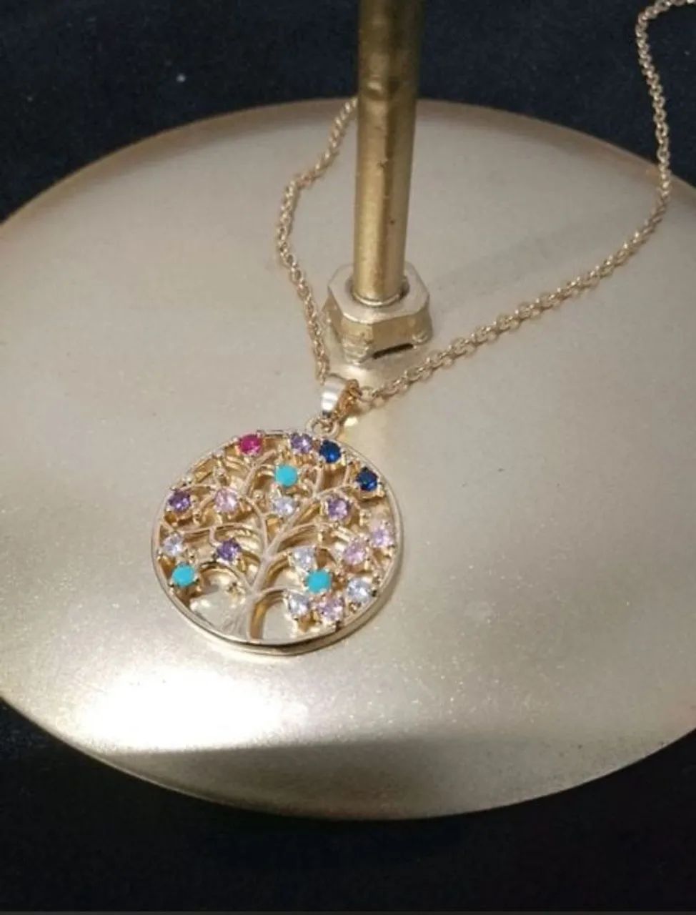Corrente árvore da vida folheado a ouro 18 k  - Foto 4