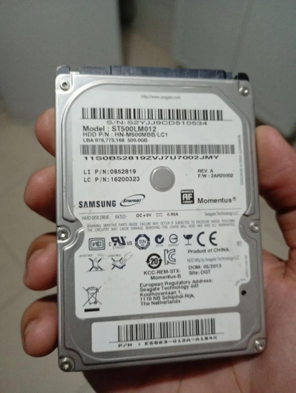 HD de notebook 500GB