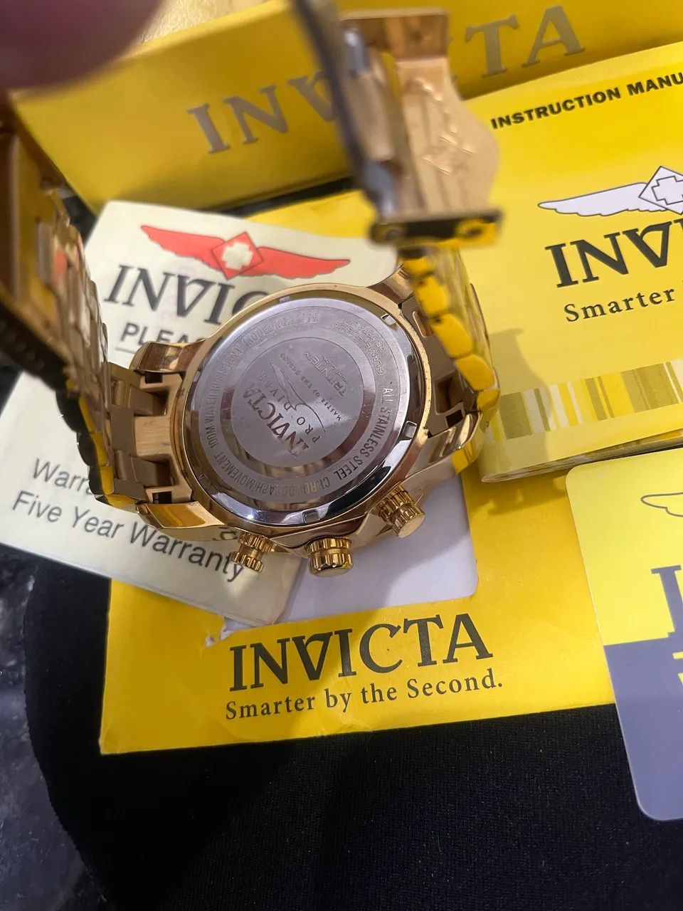 relógio invicta pro diver 22765 dourado azul quartzo 50mm - Foto 4