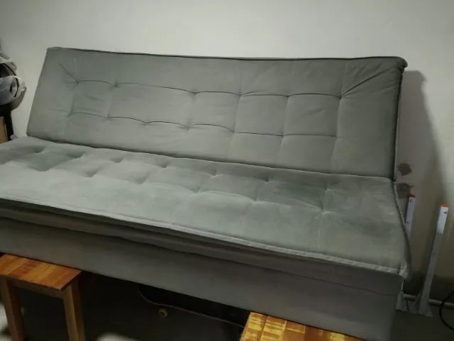 Sofá-Cama Retrátil e Reclinável para Quarto e Sala Cinza CINZA