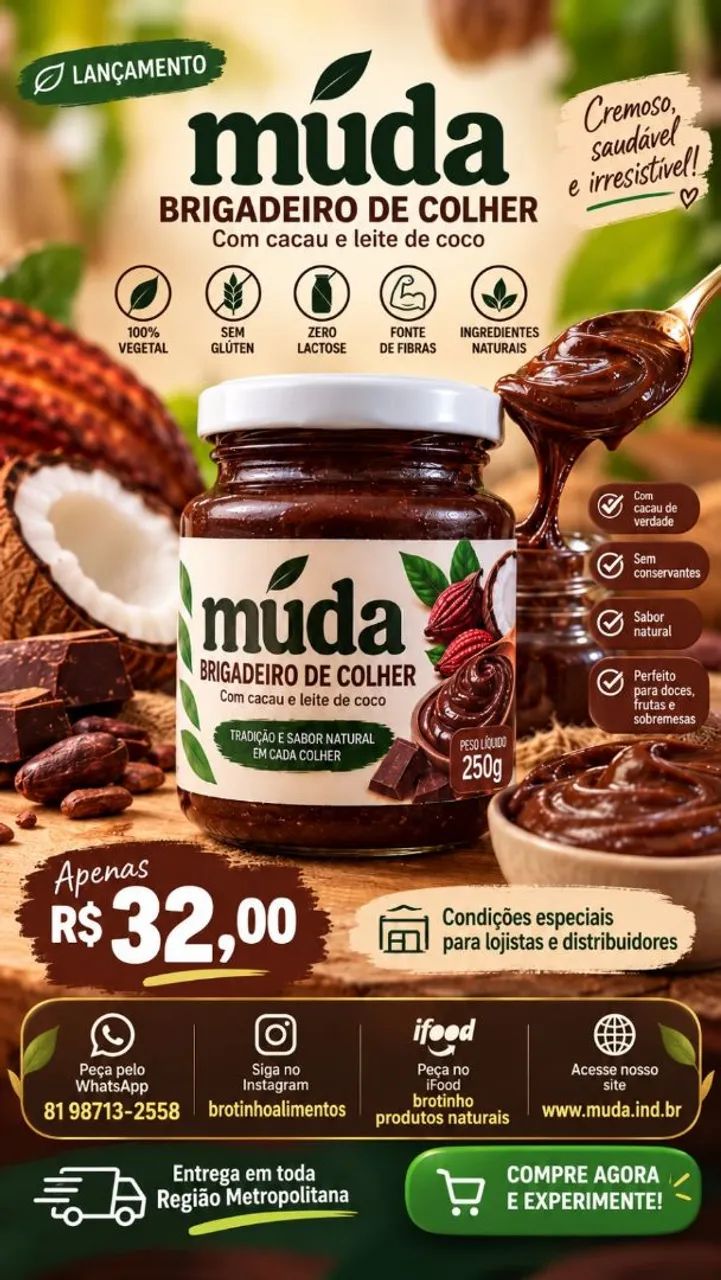 Brigadeiro de colher vegano zero lactose 