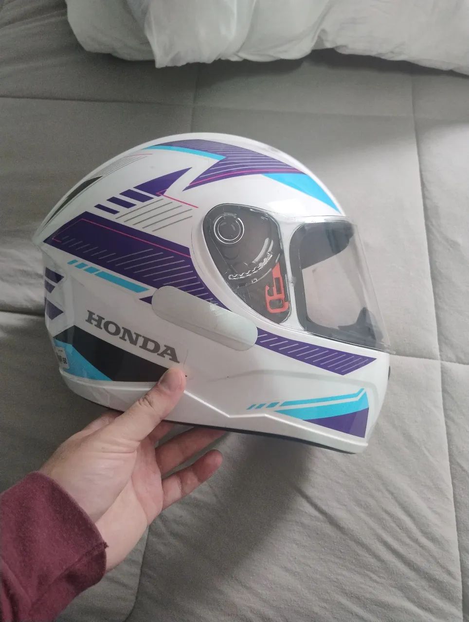 CAPACETE HONDA BRANCO E ROXO - Foto 3