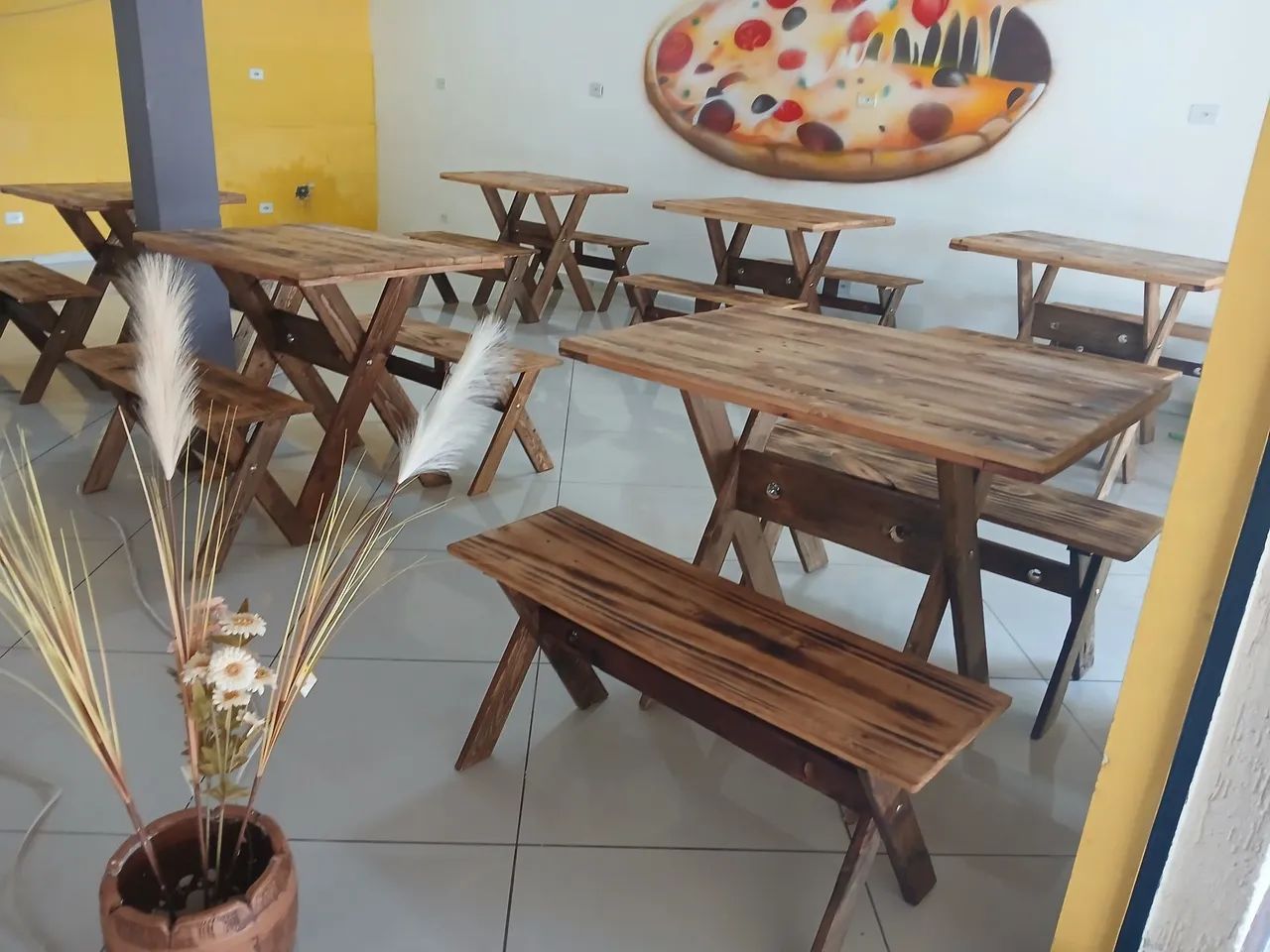 Mesas e bancos rústicos para seu restaurante, lanchonete pizzaria,  comércio em geral  - Foto 3