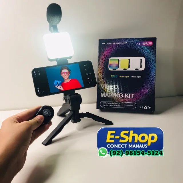 Kit De Vlog Completo Com Microfone e Luz - Entrega Gratis - Foto 2